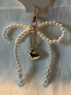 Faux Pearl Bow Bag Charm